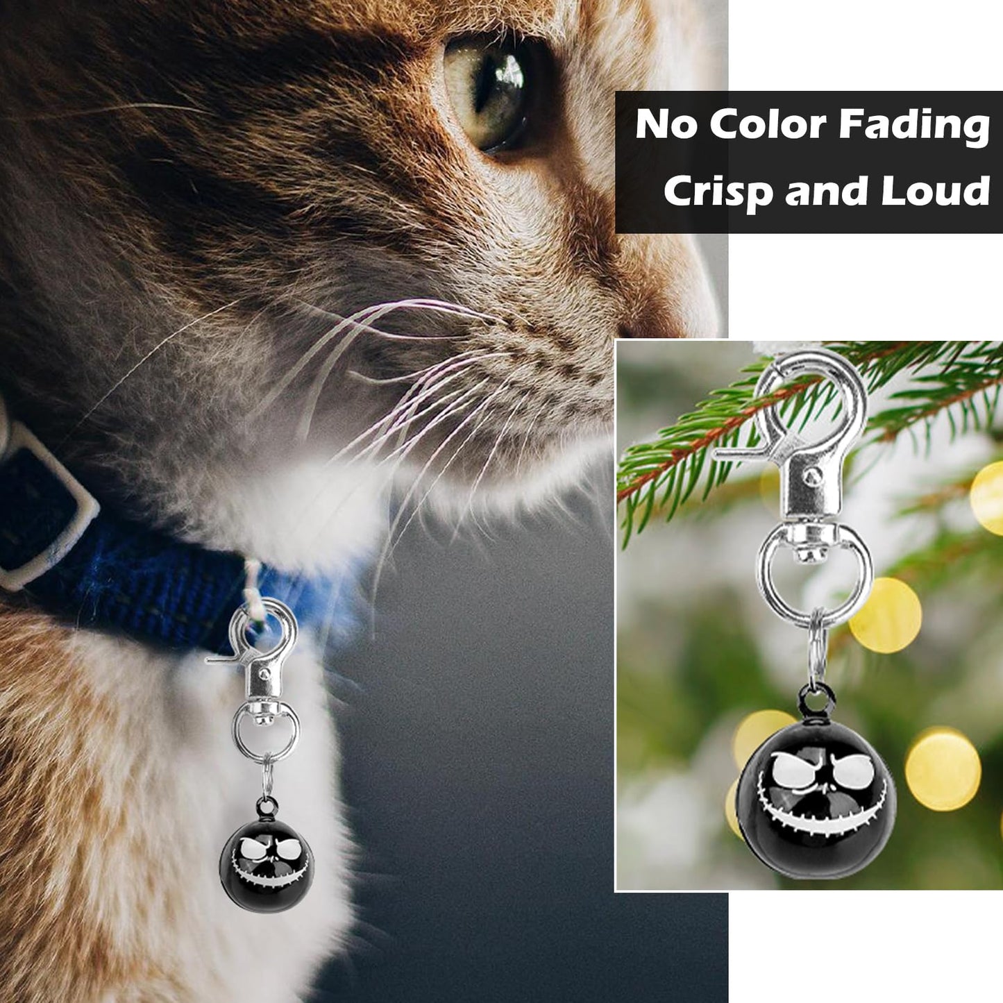 EXPAWLORER Halloween Cat Bell 2 Pack - Pet Collar Accessories Bells Loud with Claw Buckle, Holiday Collar Charm Jingle Pendants Ornament Jewelry, Save Birds Tracker, Neck Decoration for Cats Dogs