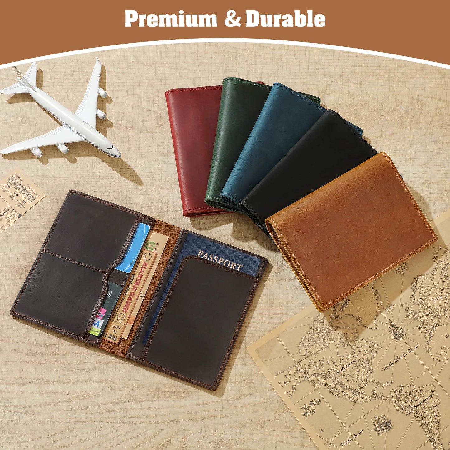 Jack&Chris Leather Passport Holder, Handmade Passport cover, Travel Wallet Cover Case for Men and Women, Leather Travel Documents Organizer Protector, JC107