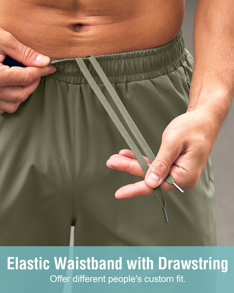 G Gradual Men's Athletic Running Shorts with Zipper Pockets Quick Dry 7"/ 5"/ 9" Workout Gym Shorts for Basketball Hiking(Sage Green,7XXL)
