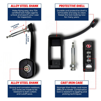 Cedar Mill TSA Approved Handgun Case Lock – Durable, Cut-Resistant Security TSA Locks for Gun Case, Pistol Case, Revolver Gun Case or Firearms – Child-Safe Trigger Locks for Rifles and Shotguns