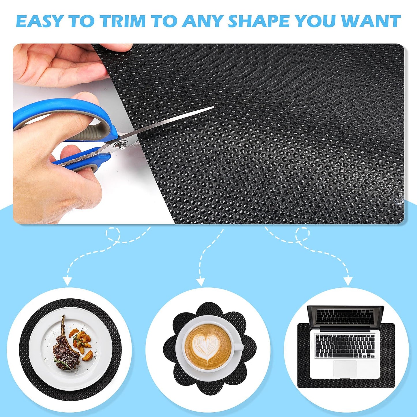 MooiFun Drawer Liners, Waterproof Shelf Liner, Anti-Slip Non-Adhesive BPA Free Kitchen Cupboard Cabinet Liner Refridge Fridge Mats Sink Protector Strong Durable for Home (Black/11.8in x 10Ft)