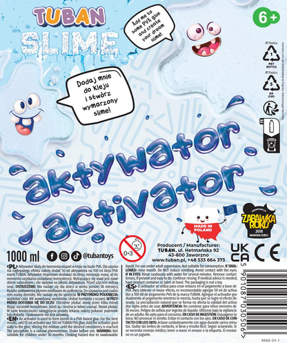 TUBAN Activator for Slime – Slime Magic – Solution for Glue – Compatible with any PVA Glue – Safe for Children – Made in the EU – Free from Harmful Substances – 1000 ml