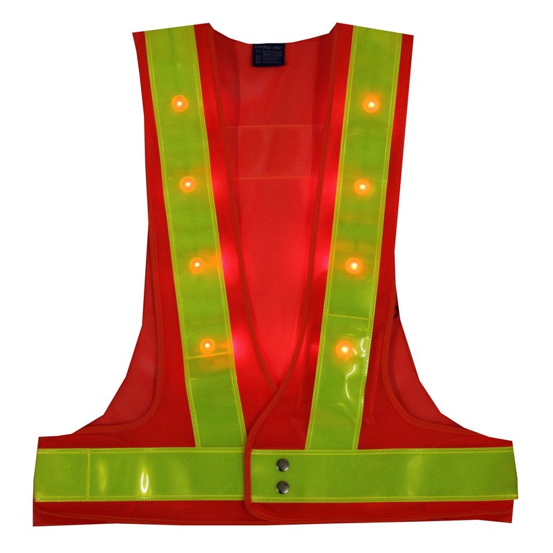 YOA 16 LED Light Up Reflective Safety Vest - High Visibility Warning Vest for Cycling Running Outdoor Night Activities (Orange)