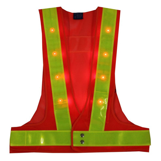 YOA 16 LED Light Up Reflective Safety Vest - High Visibility Warning Vest for Cycling Running Outdoor Night Activities (Orange)