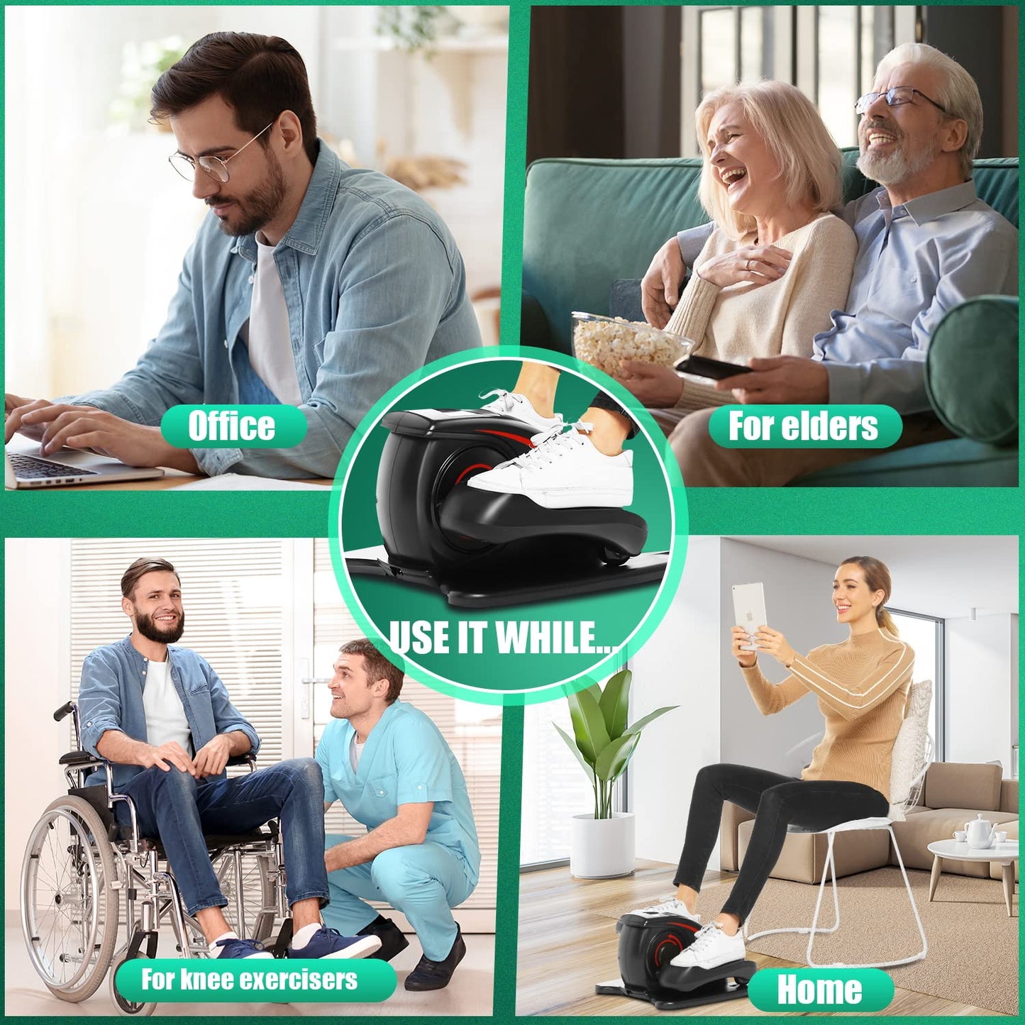 ANCHEER Under Desk Elliptical, Electric Ellipse Leg Exerciser While Sitting for Seniors Adults, Quiet Portable Motorized Seated Foot Pedal Exerciser with Remote Control for Home Office Use