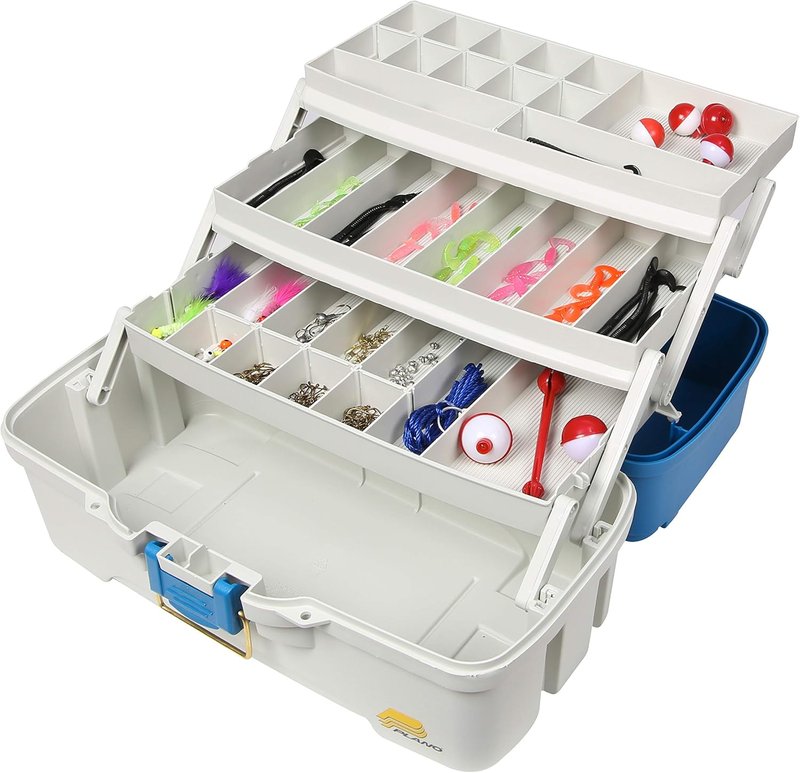 Plano Ready-Set-Fish Tackle Box - 3-Tray Design with Tackle Included | Aqua Blue/Tan, One Size