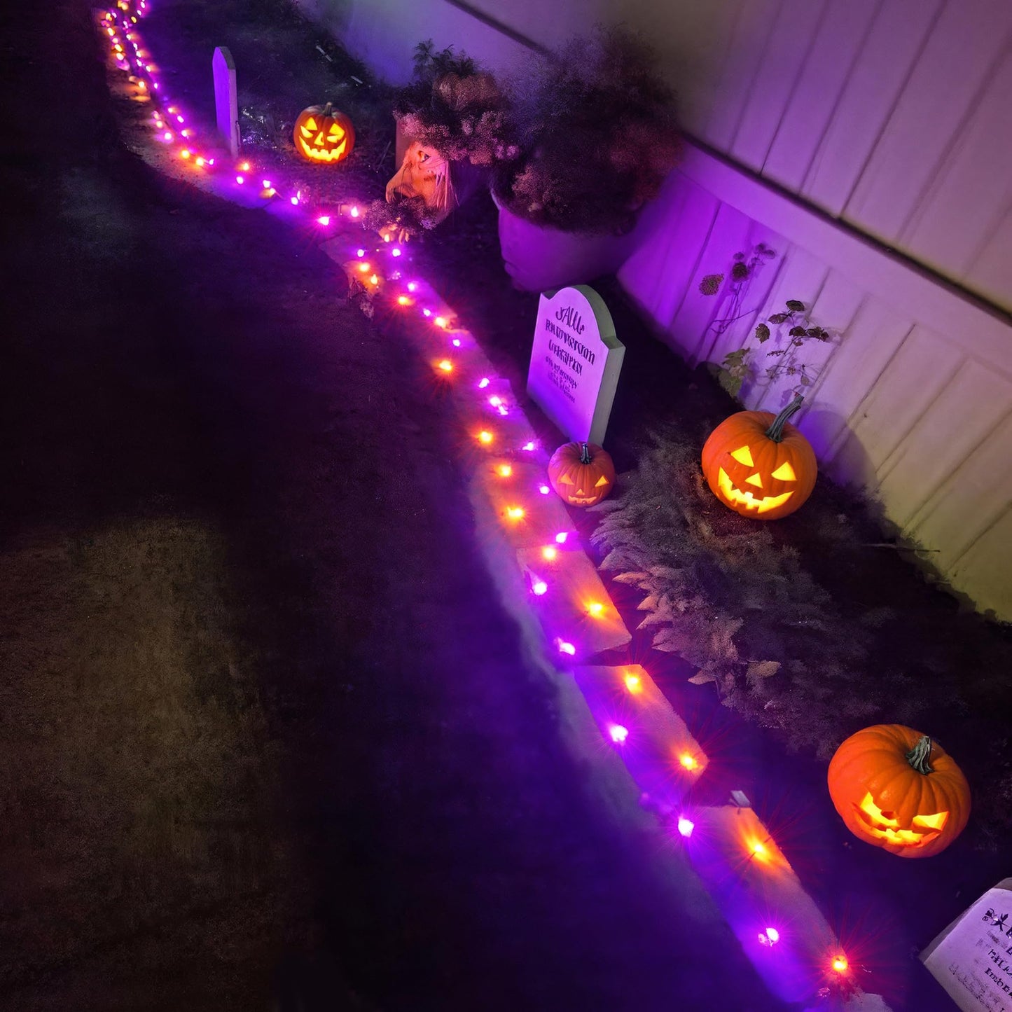 BlcTec Halloween Lights 300 LED 108FT Halloween String Lights with 8 Modes, UL Certified, Connectable, Waterproof, Timer for Outdoor Indoor Yard, Porch, Trees, Haunted House Decorations, Orange Purple