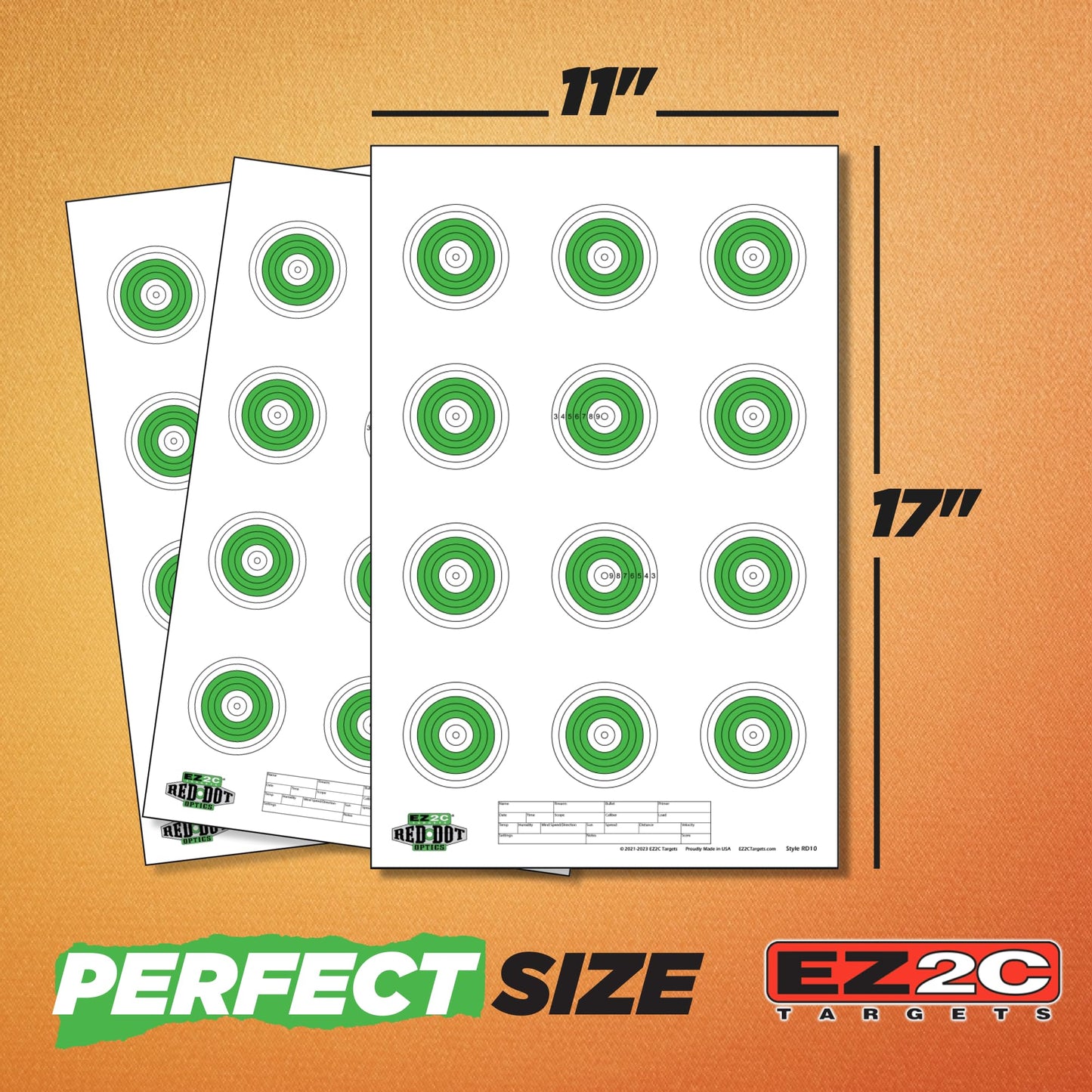 Red Dot Optics Style 10: Small Bore Rifle 50 Feet by EZ2C Targets Paper Shooting Gun Target High Visibility Firearms Rifles 11" x 17" (25 Count)