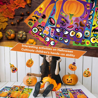 Halloween Stickers for Kids 24 Sheets Make a Pumpkin Face Stickers Pumpkin Decorating Sticker, Halloween Party Games, Make Your Own Sticker Fall Autumn Thanksgiving Party Favors Crafts
