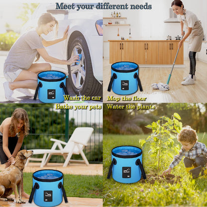 Collapsible Bucket, Esthesia 5 Gallon Portable Folding Water Portable Collapsible Wash Basin Folding Bucket Water Container Fishing Bucket for Travelling Camping Hiking Fishing Gardening