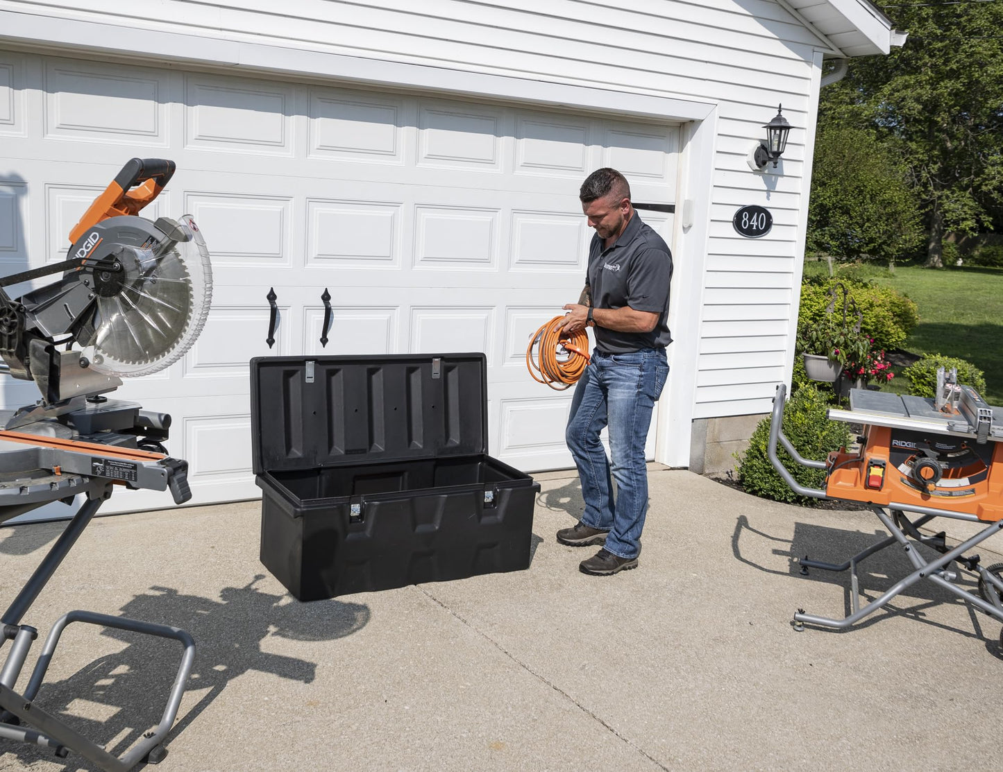 Buyers Products 1712240 Black Poly All-Purpose Storage Chest , 6.3 cu. ft, Made In The USA, Dent-Resistant Lockable Storage Box for Truck, Trailer, Dock, or Deck, High-Density Polyethylene