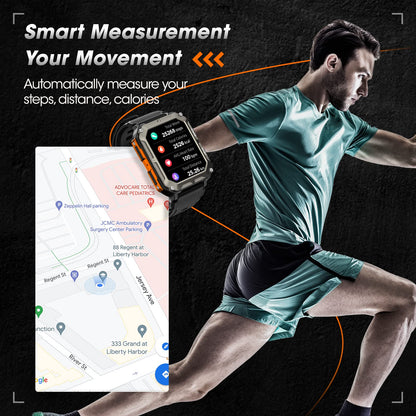 Military Smart Watch for Men with Blood Pressure (Answer/Make Call), Rugged Tactical Smartwatch for Android and iPhone, 10 ATM Waterproof Outdoor Sports Fitness Tracker with Heart Rate, Sleep Monitor