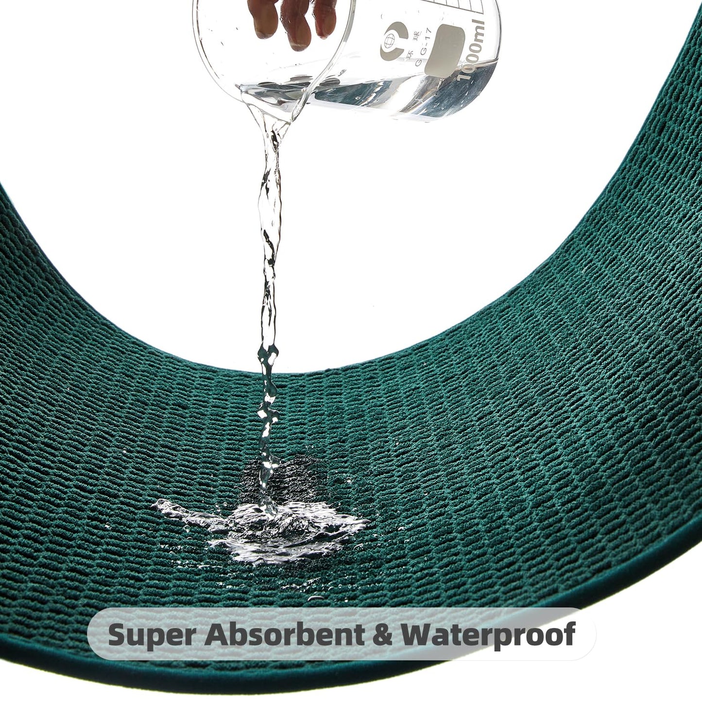 TYUU Bathroom Rugs Non Slip Washable, Super Absorbent Thin Bath Mat Small Quick Dry Low Pile Bathroom Rug, Dark Green 16"x24"