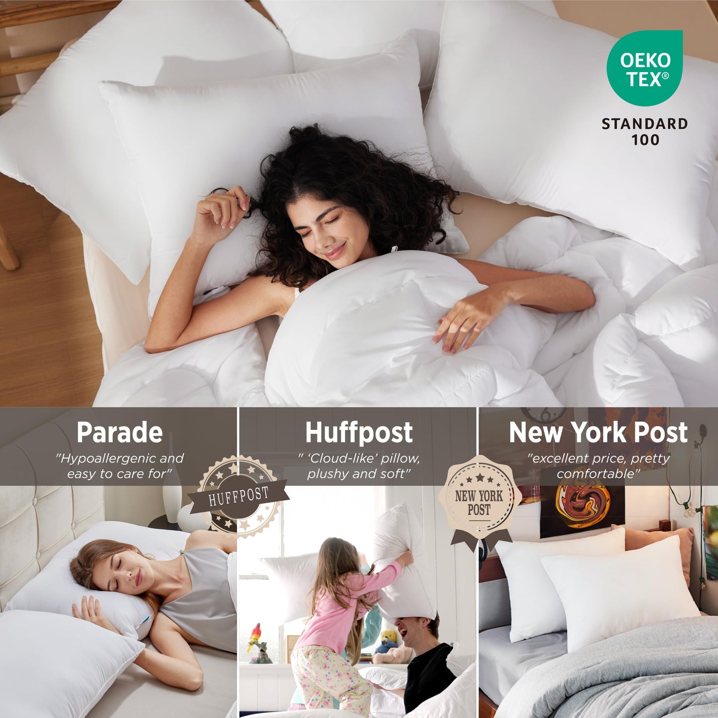 Bedsure Medium Firm Bed Pillows for Sleeping Standard Size, Set of 2, Standard Pillows 2 Pack Hotel Quality Premium Down Alternative for Medium Supportive Filling for Side, Back Sleepers