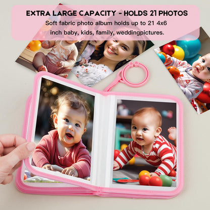 Baby Photo Book Holds 21 4x6 Photos, My First Photo Album for Baby or Toddler, "Love" Baby Photo Book Soft No Hard Edges, Cute Book Gift for Baby Shower Newborns Family Photos (Pink)