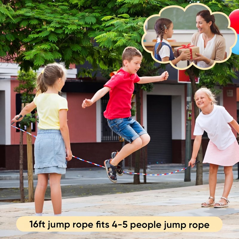 Zubebe 6 Pcs 16-foot Double Dutch Jump Ropes Bulk Segmented Skipping Colorful Beaded Ropes for Kids Adults Fitness Physical Education Gym Class School Sports Outdoor Activities, Red White and Blue