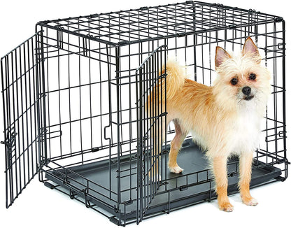 New World Newly Enhanced Double Door 60.96 cm (24-Inch) Dog Crate for Small Dog Breeds; Includes Leak-Proof Pan, Floor Protecting Feet, & New Patented Features; B24