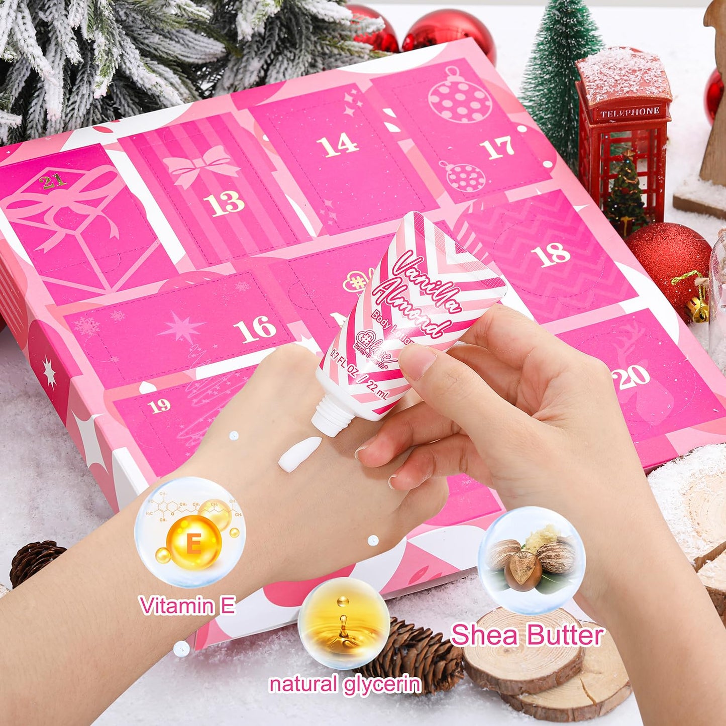 Advent Calendar 2025 Christmas Holiday Gifts for Women 12 Days Beauty Countdown Calendar 2025 Xmas Gifts Set 12pcs Spa Hand Cream Gifts Sets for Women with Hand Lotion Body Lotion Bath Sets Pamper Kit