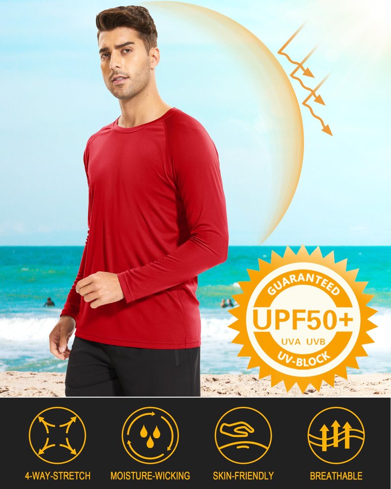Fishing Shirts for Men Long Sleeve Men Hiking Shirt Quick Dry Rash Guard for Men Sun Shirts UV Protection Shirts Summer Shirts for Men