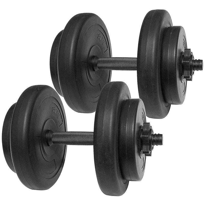 BalanceFrom Fitness 40 Pound 14 Item All Purpose Vinyl Weight Dumbbell Set with 2.5 Pound and 7.5 Pound Weights and Collar Locks, Black