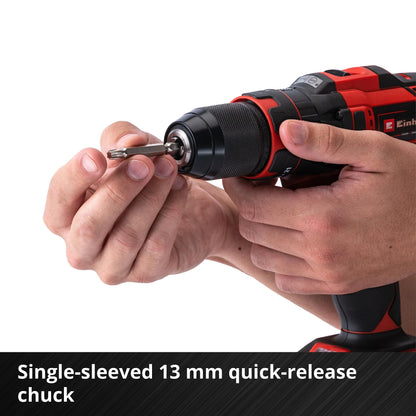 Einhell Power X-Change 40Nm Cordless Drill Driver With Battery And Charger - 18V, 3-in-1 Combi Drill, Hammer Drill And Screwdriver - TE-CD 18/40 Li-i Impact Drill Set With 69 Pc Accessory Kit