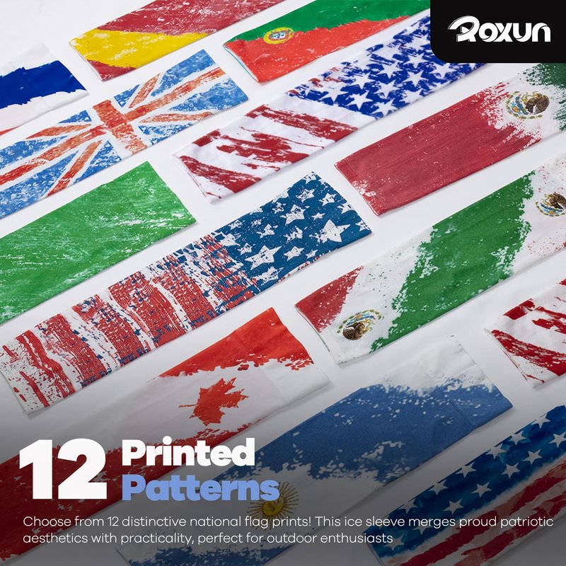 ROXUN 2 Pairs Flag Arm Sleeves Cooling UV Protection for Men Women Soccer Football Sports Gear Mexico Flag-2
