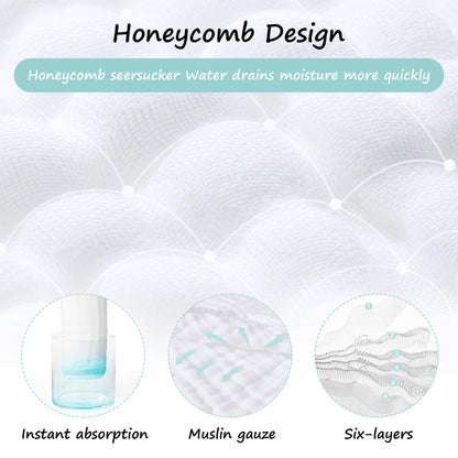 HIPHOP PANDA 10 Pack 6-Layers Muslin Burp Cloths Large - Durable 100% Cotton - Baby Essentials Extra Absorbent and Soft Boys & Girls Rags for Newborn Registry (White, 20" X10")