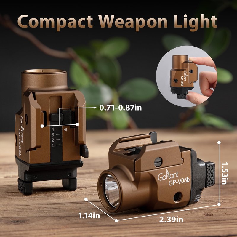 1500 Lumens Aircraft-Grade Aluminum Compact Pistol Flashlight, Picatinny Flashlights Laser Weapon Light, Subcompact Tactical Pistol Lights,Green Laser Light Combo For Handgun, Rechargeable Gun Laser