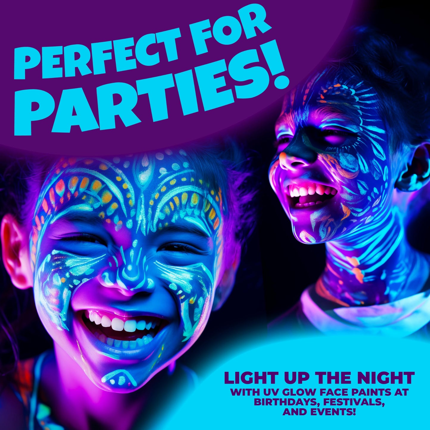 Blue Squid UV Neon Face and Body Paint Glow in the Dark Face Paint Kit 20 Colors Black Light with Stencils, Book - Safe for Sensitive Skin, Non-Toxic UV Painting Professional Accessories Kids Adults