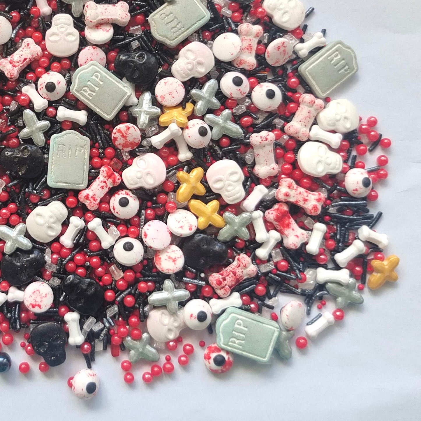 1 Bottle Edible Bloody Eyeball and Bones Mixing Sprinkles 3.53oz/ 100g | Edible Cake Cupcake Sprinkles for Decorating | Cookie and Ice Cream Topper Decorations Halloween Sprinkles