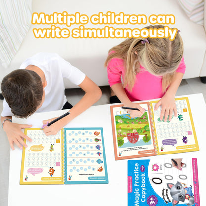 Magic Grooved Handwriting Practice Books, Large Reusable Copybooks for Children, Learn to Write Number Letter Tracing Workbook, Learning Resources for Kids Age 3-8 Kindergarten Preschool Calligraphy