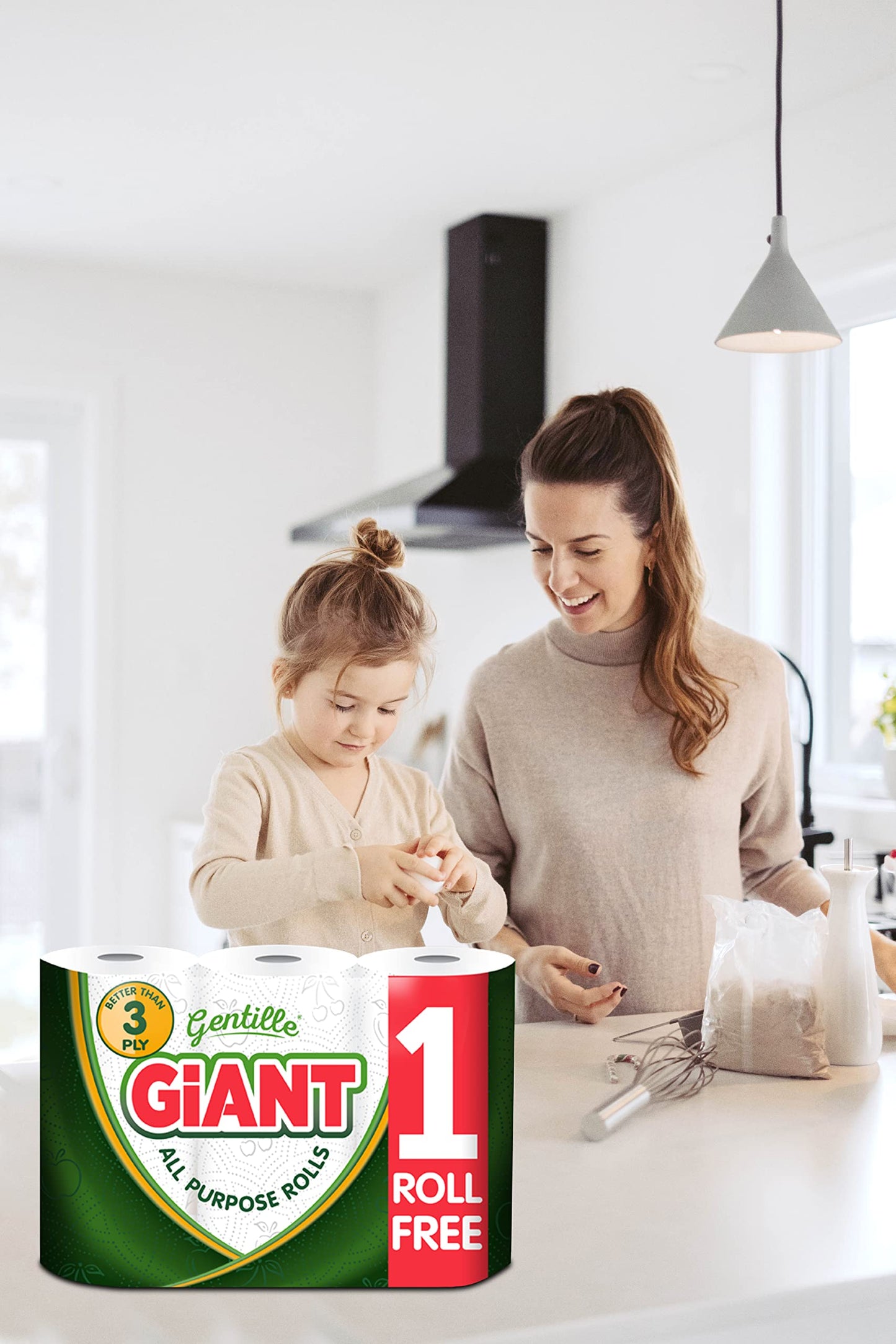 Gentille Giant 3 Ply Thickness Paper Towel | Extra Strong, Absorbent, Tough, Durable Kitchen Roll | Multipurpose Bulk Pack (18)