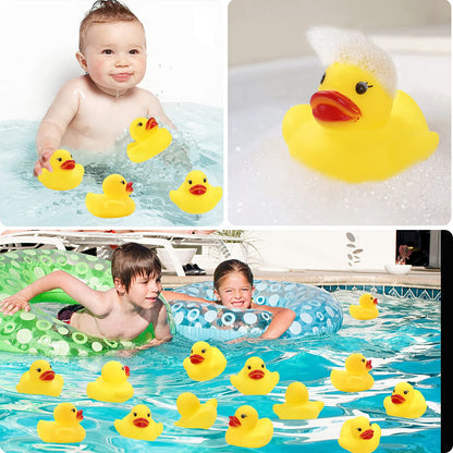JTTJDB 50-Pieces Float & Squeak Mini Rubber Duck Baby Bath Ducky Sound Shower Toys for Kids