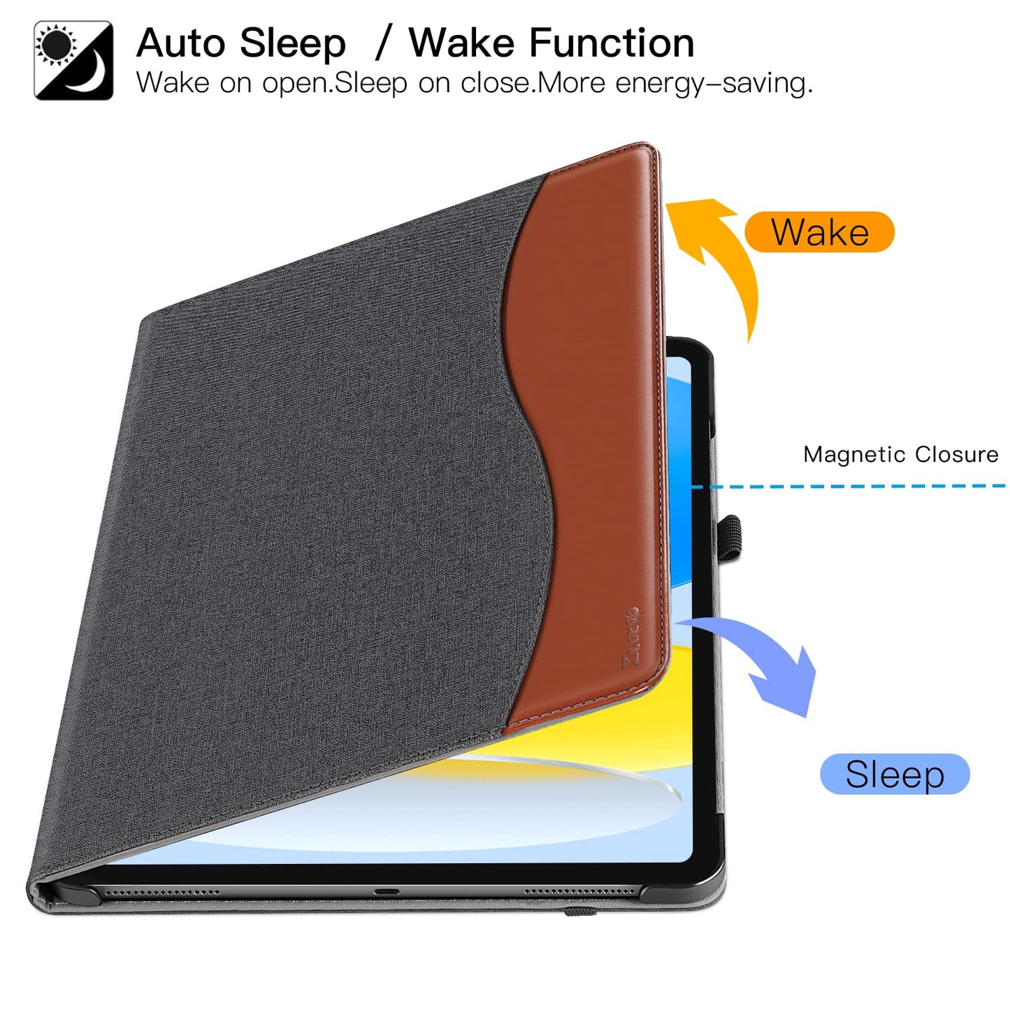 ZtotopCases Case for iPad 11th Generation 11 Inch 2025(A16)/iPad 10th Generation 10.9 Inch 2022, Premium Leather Business Cover with Auto Wake/Sleep, Multi-Angle Stand & Pencil Holder, Demin Black