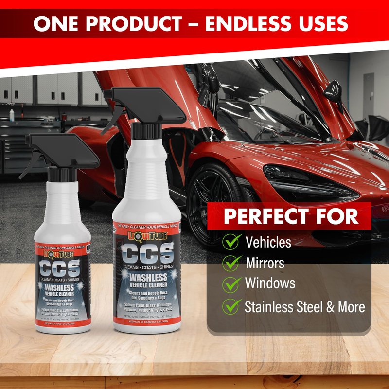 LiQuiTube CCS Multi Surface Cleaner - Bug Remover for Motorcycles, Cars, Trucks, RVs, Boats - Polymer Chain Clear Coat Ceramic Alternative - Top Coat Shine and Protection Technology (16 oz)