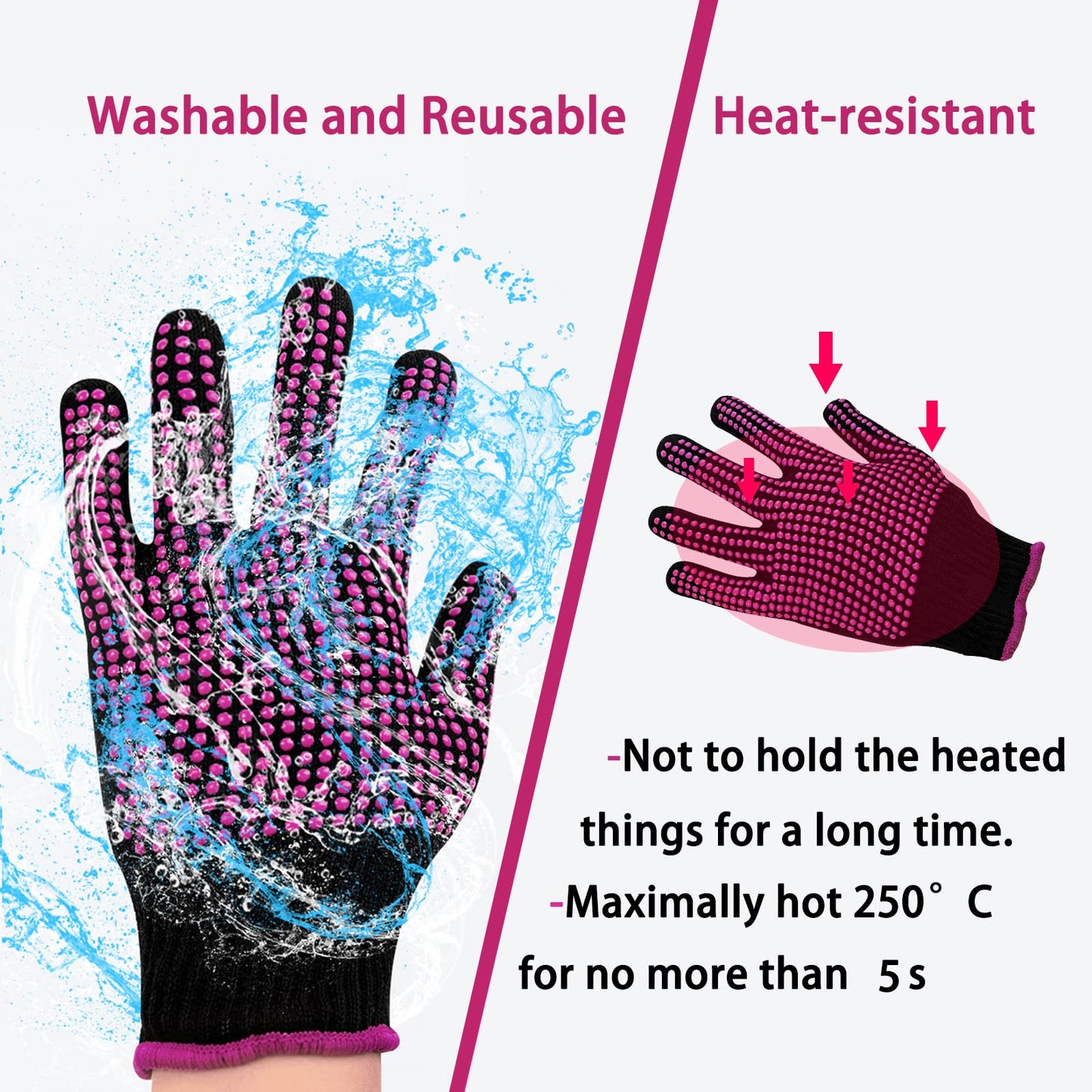 HTVRONT Heat Resistant Gloves for Sublimation - 2 Pack Heat Resistant Gloves for Sublimation with Silicone Shocks, Heat Resistant Work Gloves for Women, Universal Fit