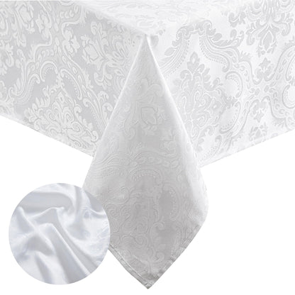Elrene Home Fashions Caiden Elegance Damask Tablecloth, 60" x 144", White