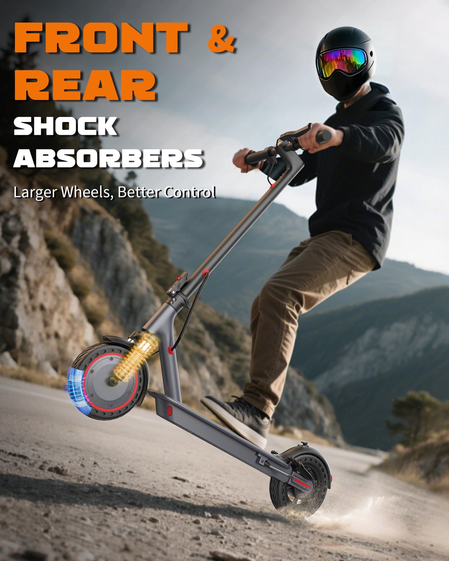 Electric Scooter for Adults, 500W Motor with Dual Suspensions, 22 MPH Top Speed & 22 Miles Long Range, 10" Solid Tire, Folding E-Scooter with Dual Braking, APP Control, Cruise Control
