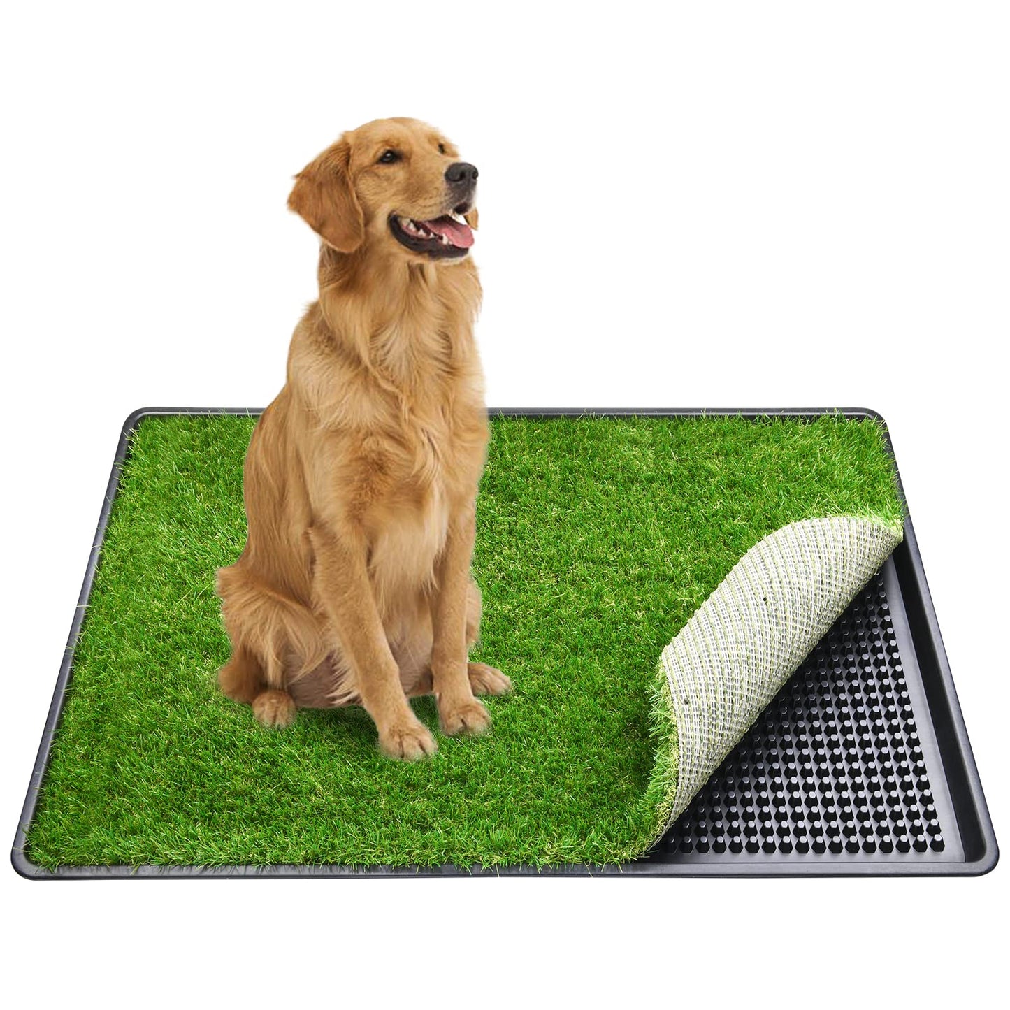 PICK FOR LIFE Dog Grass Toilet, Large size 51 x 63.5 cm, Indoor Outdoor Dog Potty Systems, Portable Toilet with Fake Grass and Tray, Reusable Trainer Tray for Puppy Training
