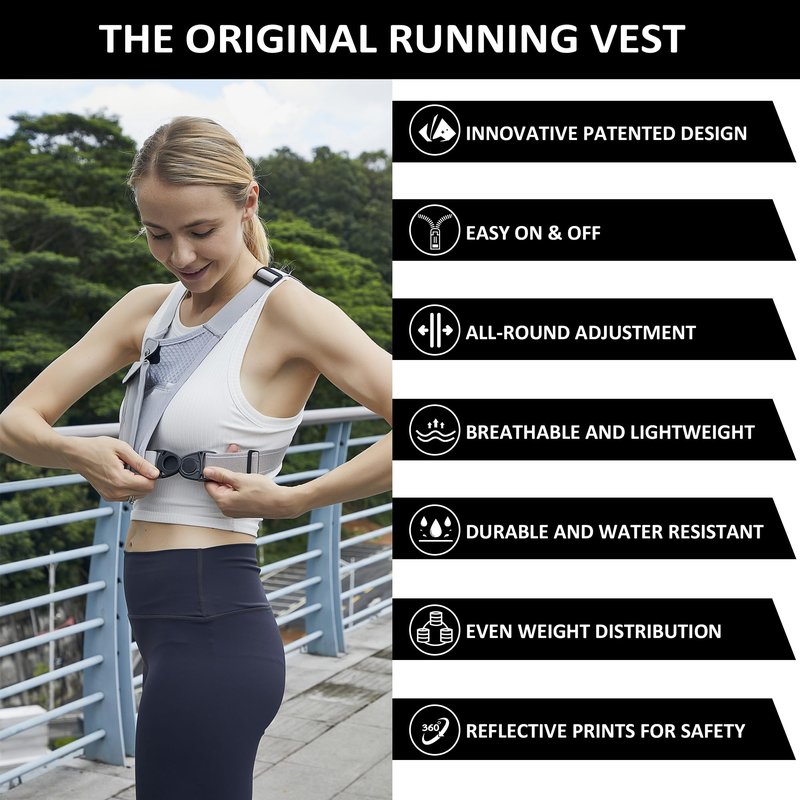 REVALI Running Vest for Men Women, USA Patent, Ultralight Reflective Running Vest Phone Holder Chest Pack for Hiking Cycling