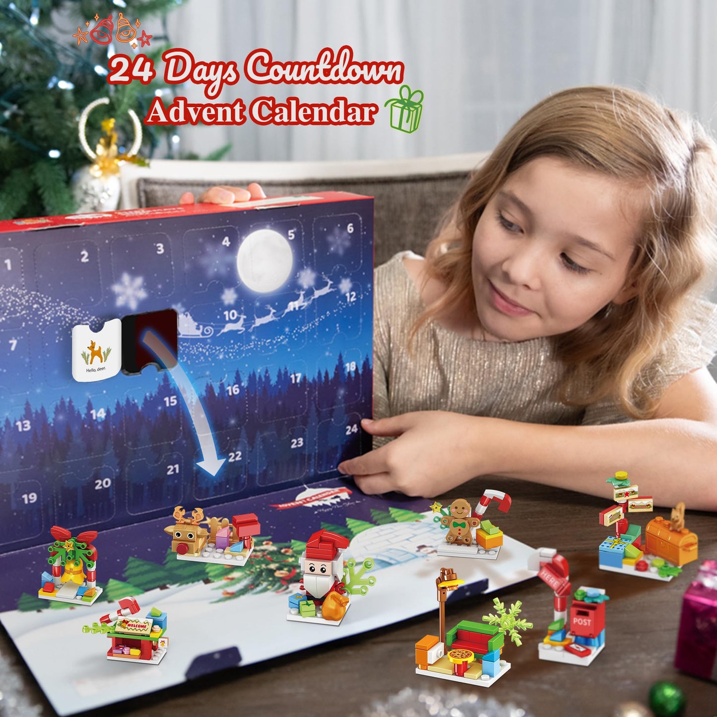 Santa’s Workshop Advent Calendar 2025 Building Set for Kids – 24-in-1 Christmas Holiday Countdown Gift with 24 Days of Surprise Figures, Party Favors Building Block for Boys & Girls Ages 6+