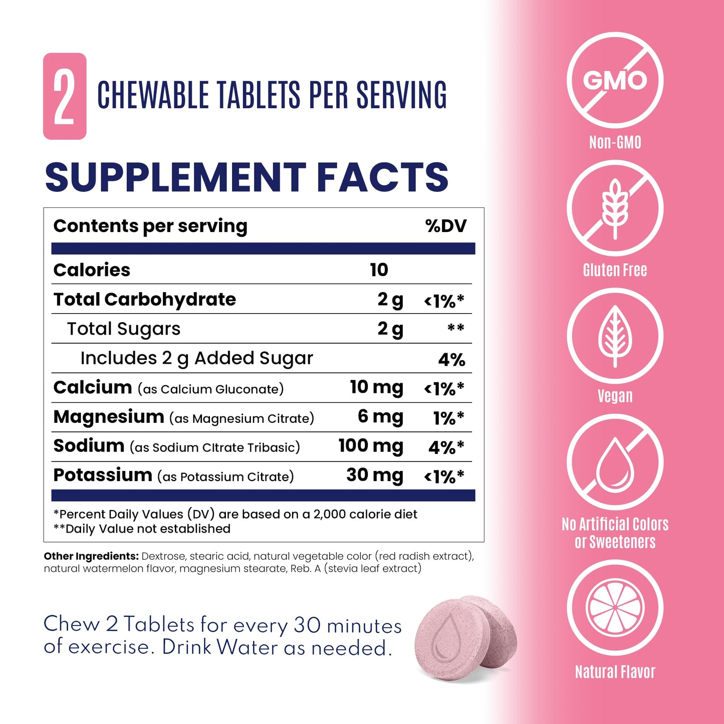 SaltStick FastChews Electrolytes - 60 Chewable Electrolyte Tablets - Salt Tablets for Running, Fast Hydration, Leg Cramps Relief, Sports Recovery - Non-GMO, Vegan, Gluten Free (Watermelon)