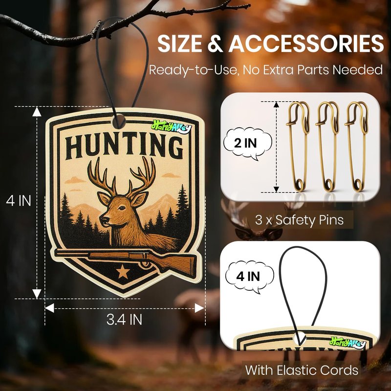 HappyAlley 6 Pack Cover Scent for Deer Hunting, Human Scent Eliminating, Deer Hunting Essentials, Long-Lasting Fresh Aroma, Odor Control Blocker with 3 Safety Pins & 1 Elastic Cord