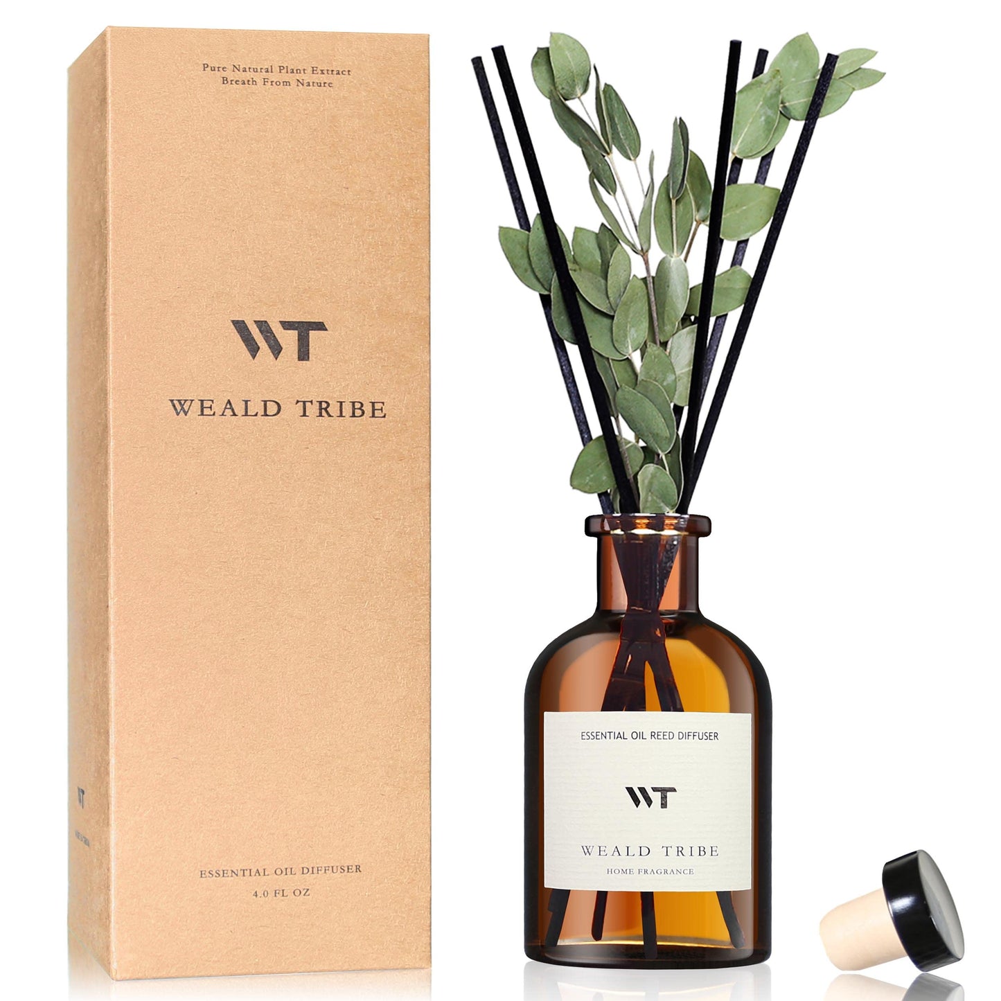 WEALD TRIBE Flower Reed Diffuser Set Vanilla Cinnamon Scent for Bathroom Air Fresheners | 4.0 fl oz Essential Oils with Sticks Home Fragrance Defusers | House Bedroom Office Shelf Decor & Gift