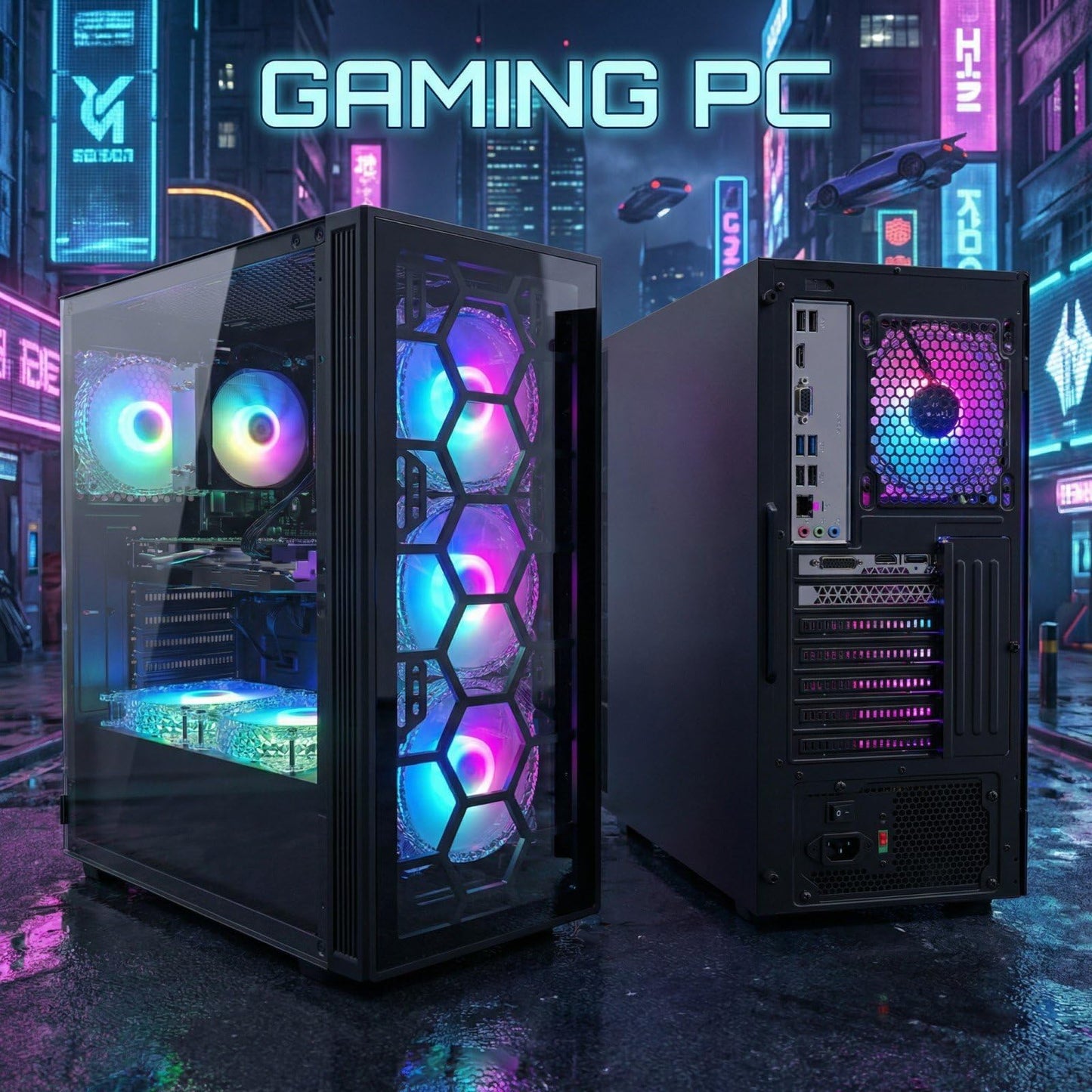 STGAubron Gaming PC Desktop Computer, GeForce RTX 3050 6G, Intel Core i7 up to 3.9G, 32G RAM, 1TB SSD, WiFi 6, BT 5.0, RGB Fan x6, Windows 11 Home