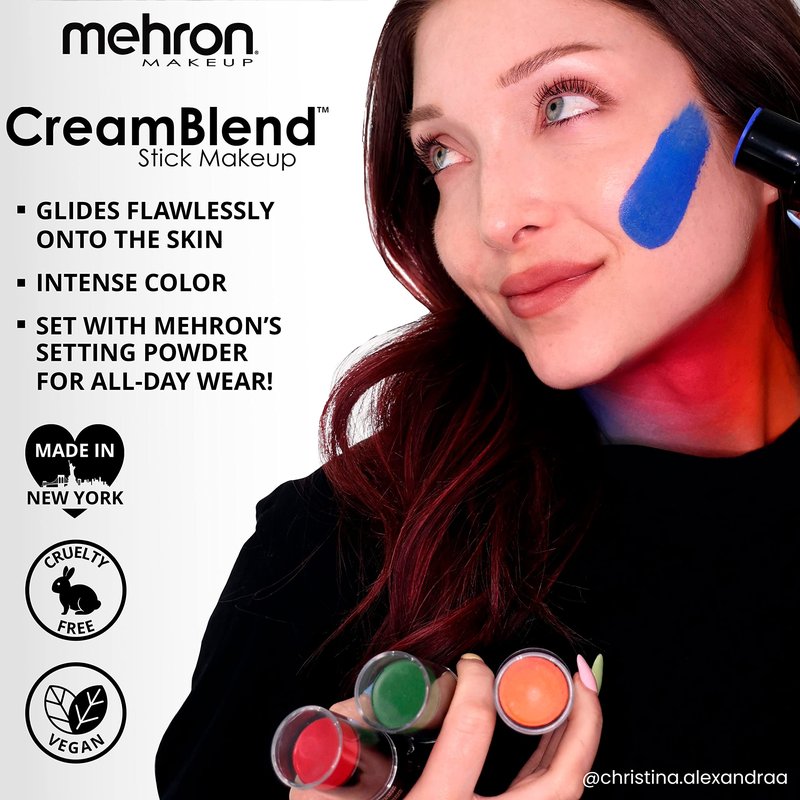 Mehron Makeup CreamBlend Stick | Face Paint, Body Paint, & Foundation Cream Makeup | Perfect for Halloween .75 oz (21 g) (Moonlight White) | Made in the USA