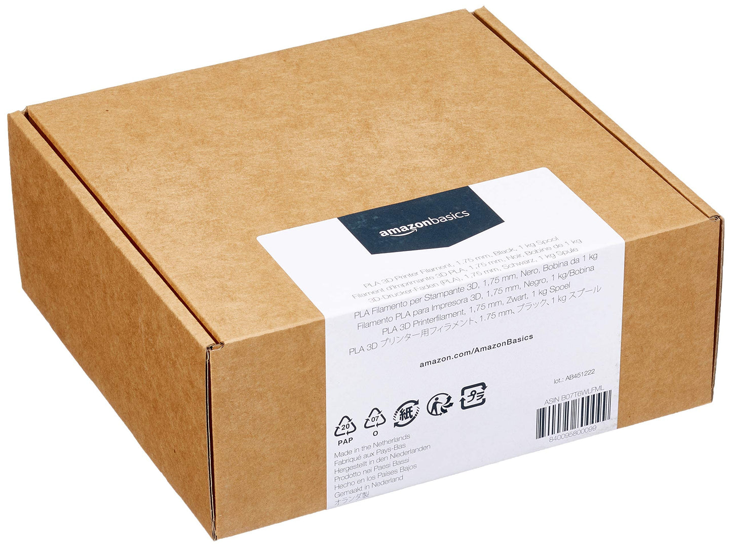 Amazon Basics PLA 3D Printer Filament, 1.75 mm, Black, 1 kg per Spool