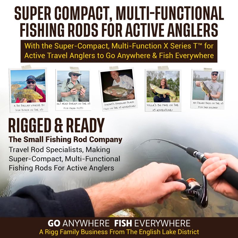 Rigged & Ready X5 Fishing Rod Combo with 2 Reels & Case – Super Compact, Multi-Functional Travel Rod – 1 Rod = 5 Fishing Techniques (Spin, Float, Feeder, Fly & General Freshwater/Saltwater)