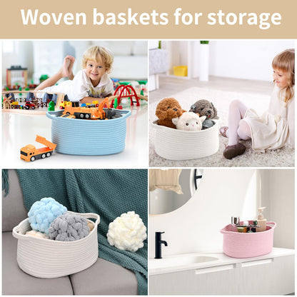 Happyiren Cute Woven Storage Basket with Handle, Baskets for Gifts Empty, Gift Baskets for Christmas Birthday Baby Shower Burr, Decorative Organizer Box for Baby Toy Pet, 13" D x 8" W x 6" H