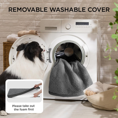 Bedsure Large Dog Bed Washable - Orthopedic Dog Bed and Mattress Mat for Dog Crate with Removable Plush Sherpa Cover, Gifts for Dog, Grey, 91x69x7.6cm